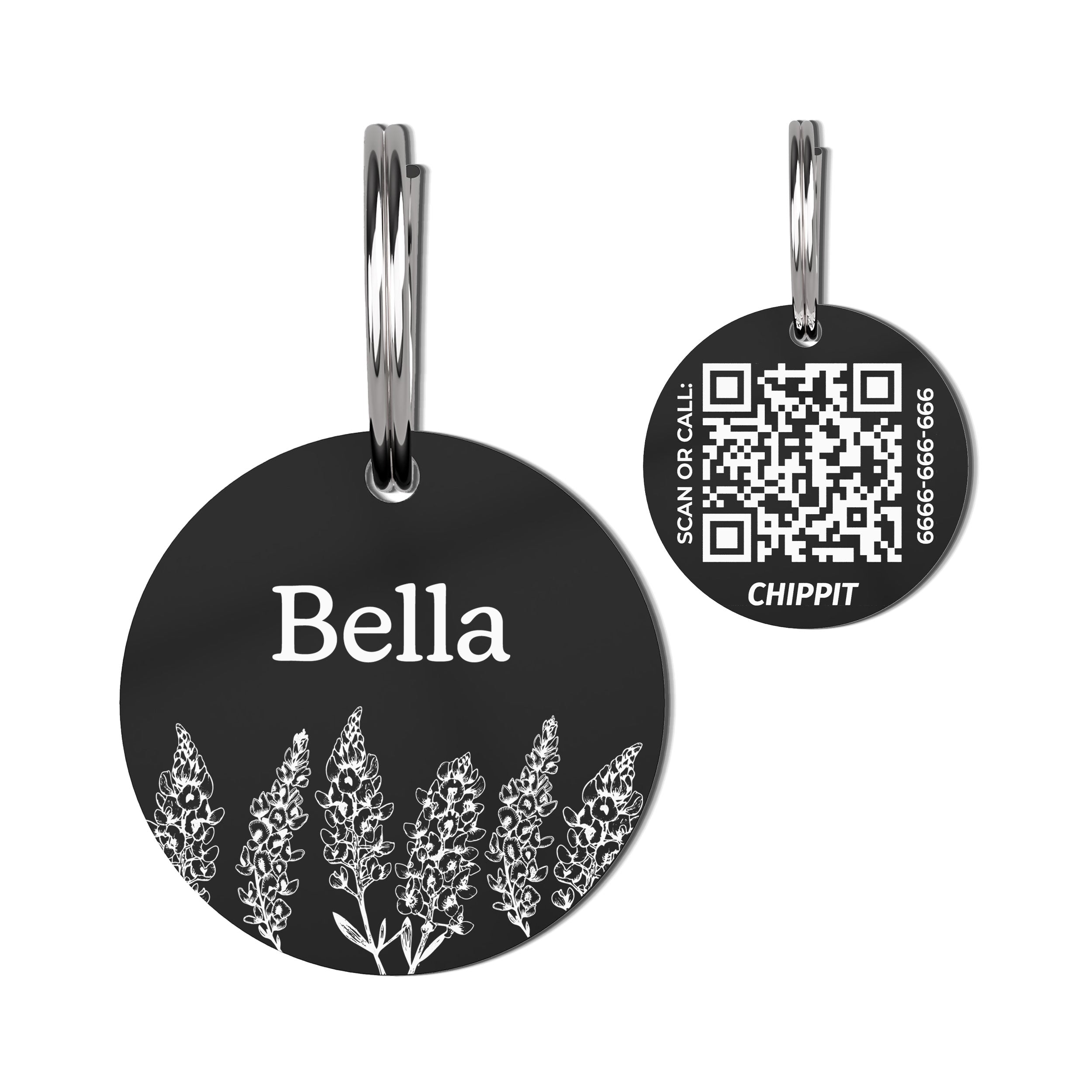 Premium QR Dog Tag - Bluebonnets