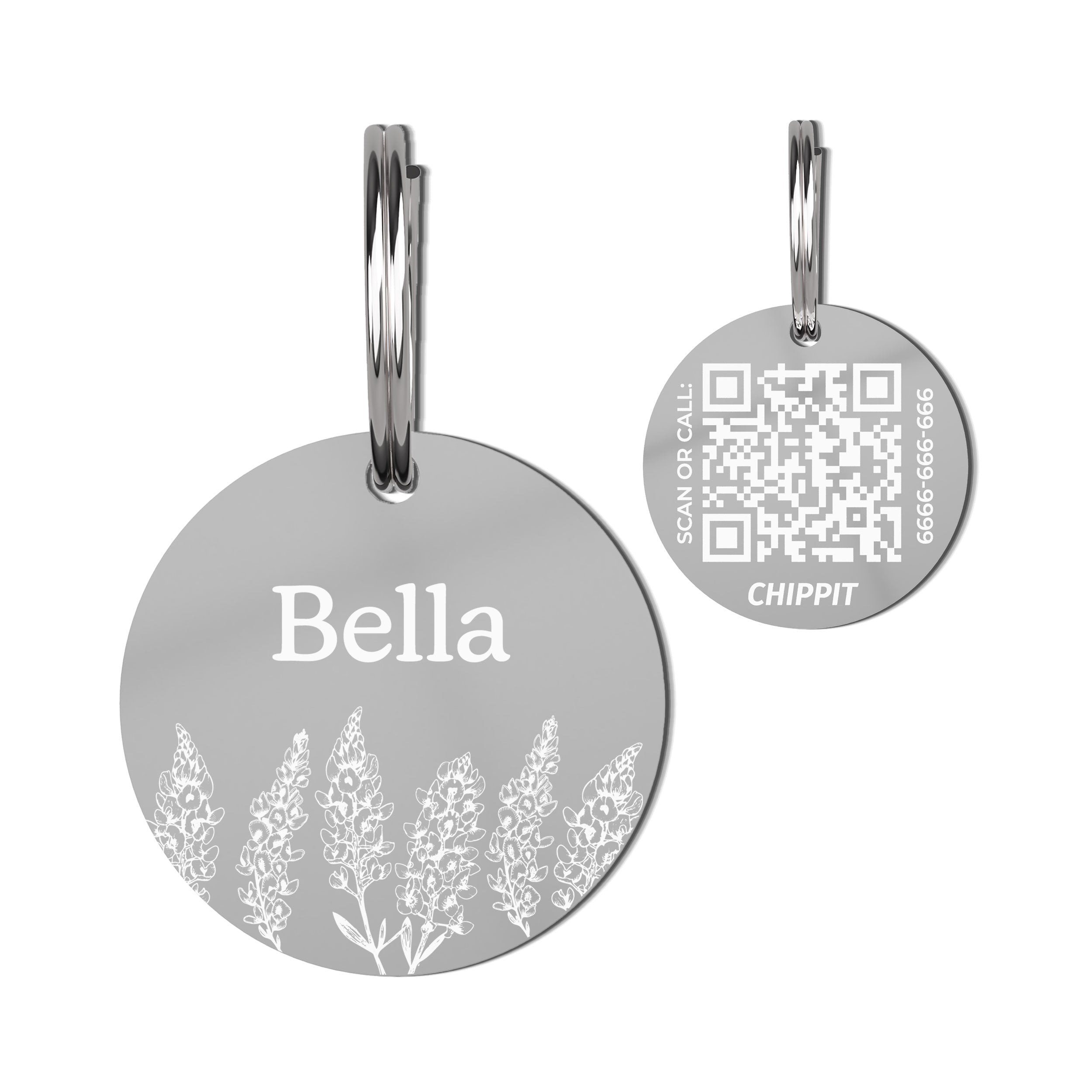 Premium QR Dog Tag - Bluebonnets