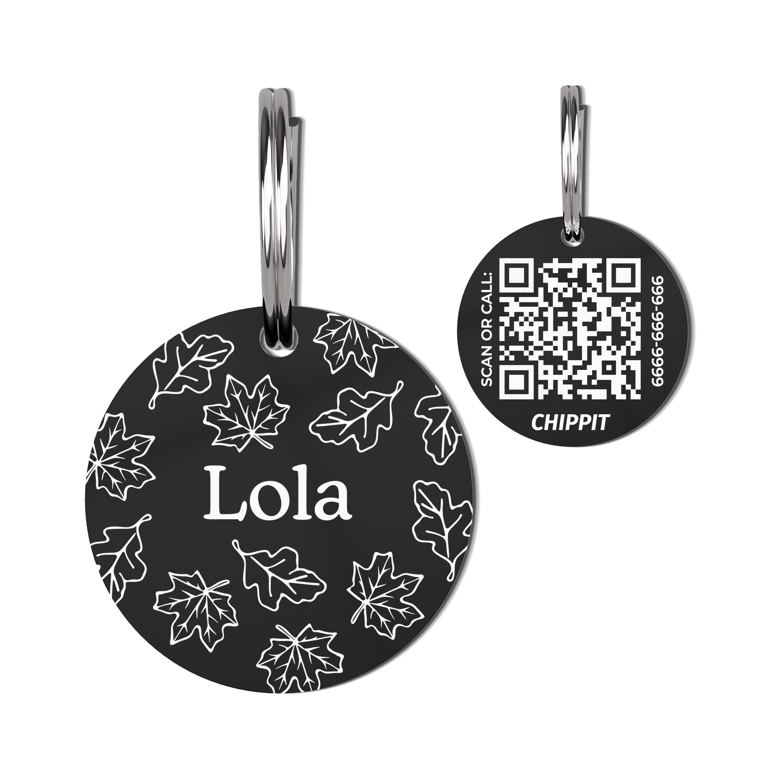 Premium QR Dog Tag - Leaves