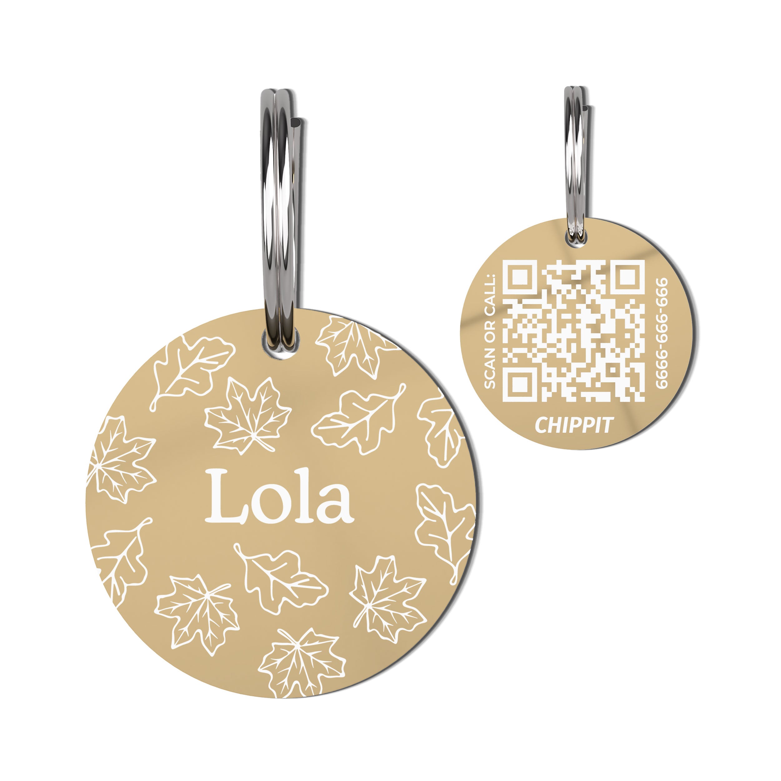 Premium QR Dog Tag - Leaves