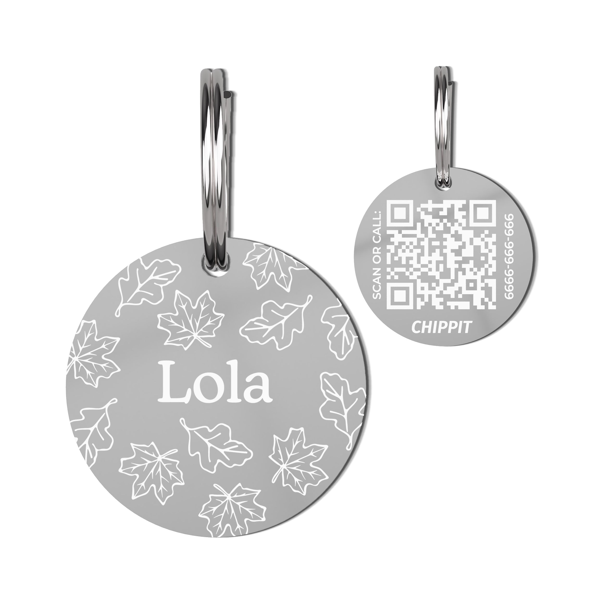 Premium QR Dog Tag - Leaves