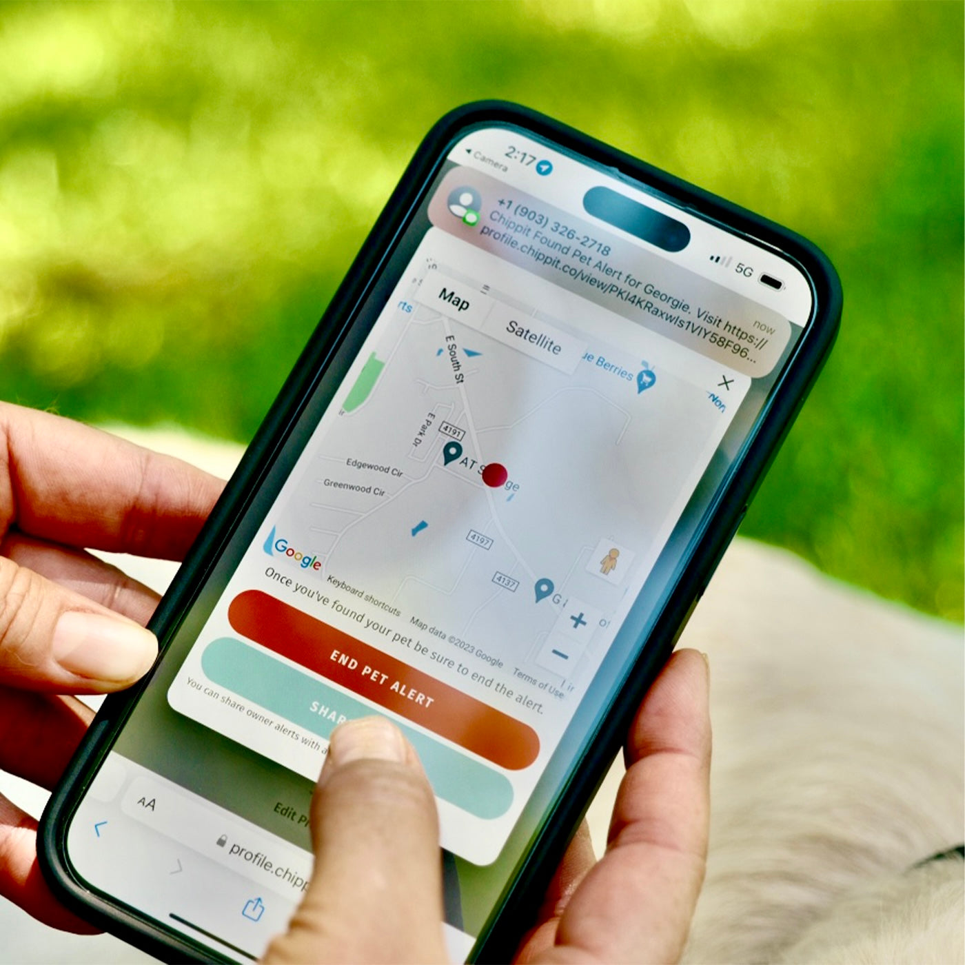 Phone showing map
