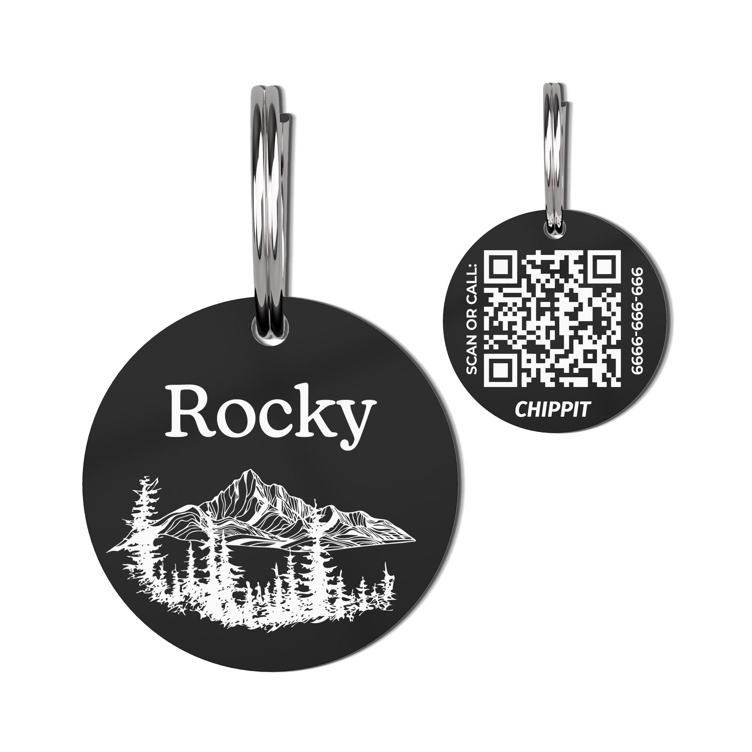 Premium QR Dog Tag - Mountains