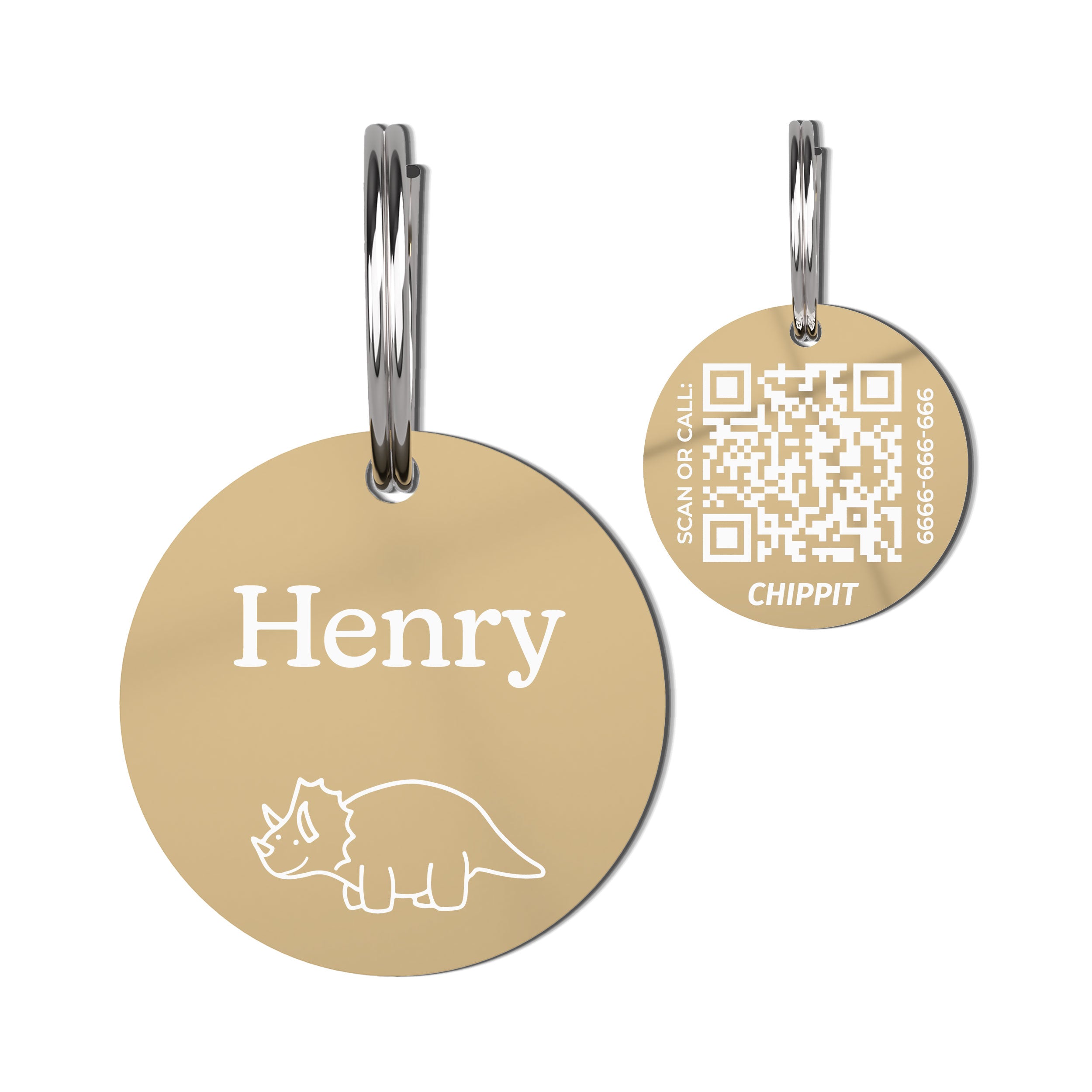 Premium QR Dog Tag - Triceratops