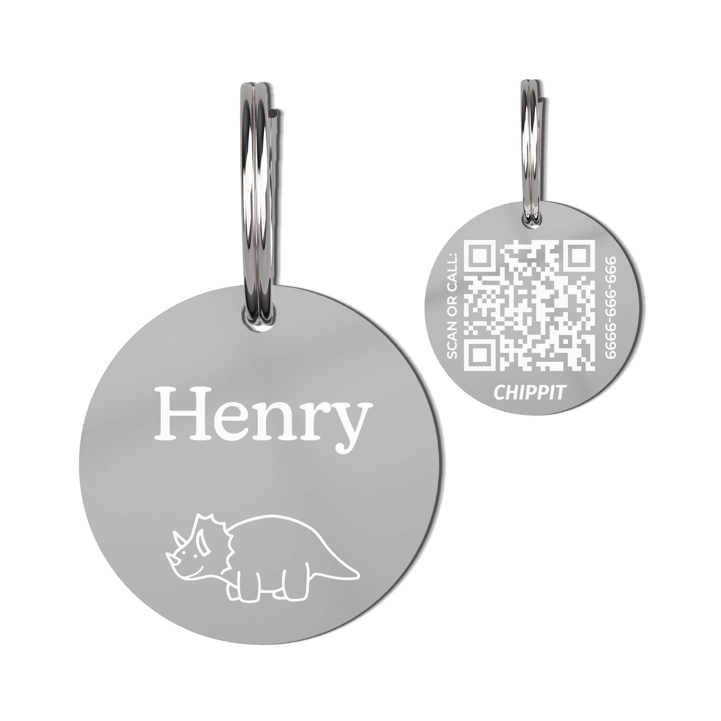 Premium QR Dog Tag - Triceratops